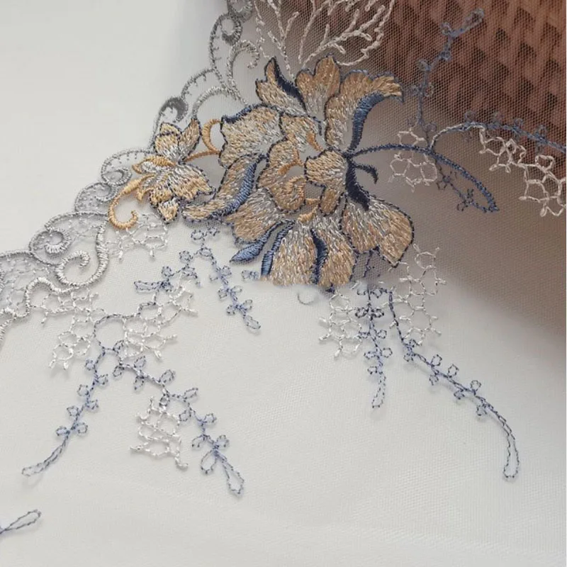 

14 ярдов, Цветочная вышивка, серебряные нитки, Φ, сделай сам, шитье, кружевная ткань для одежды