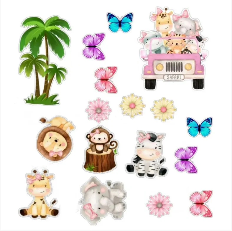Animal Cake Topper Giraffe Elephant Zebra Happy Birthday Wedding Kids Party Baby Shower Cupcake Decoration Baking Supplies DIY cake topper cake toppers cake decorations cupcake supplies cake baking tools birthday party supplies party decorations