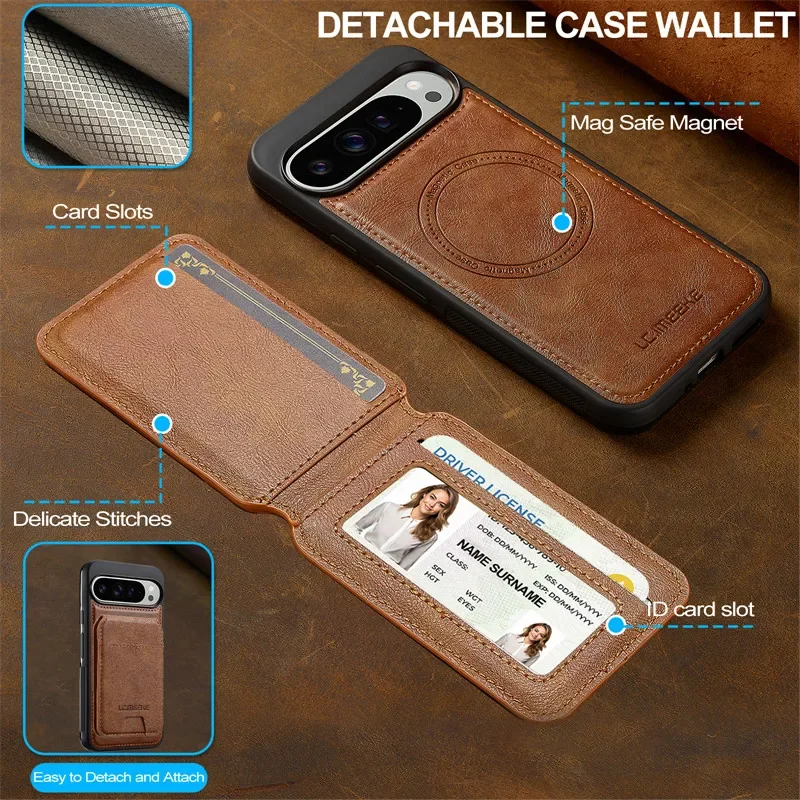 Magsafe Magnetic Flip Leather Wallet Phone Case with Card Pocket