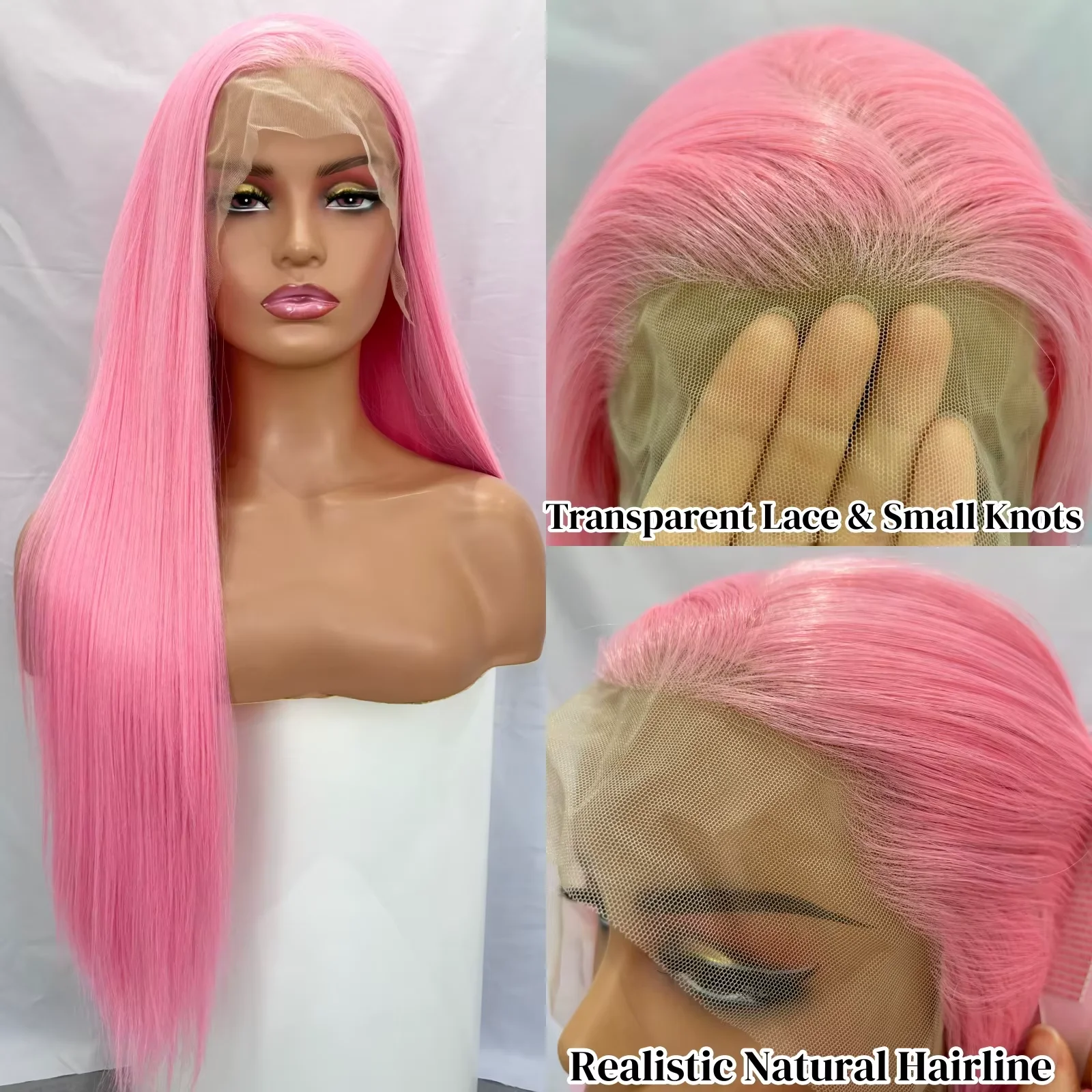 250% Density Light Pink Bone Straight Pink Human Hair Wig 30 Inch 13x6 HD Transparent Lace Frontal Wigs Real Human Hair 5