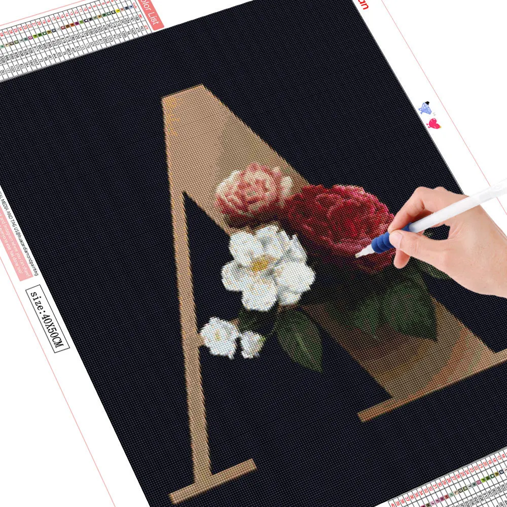 HUACAN Diamond Painting Kit Cartoon Letter 5D DIY Diamond Embroidery Cross Stitch Text Rhinestones Mosaic Wall Art