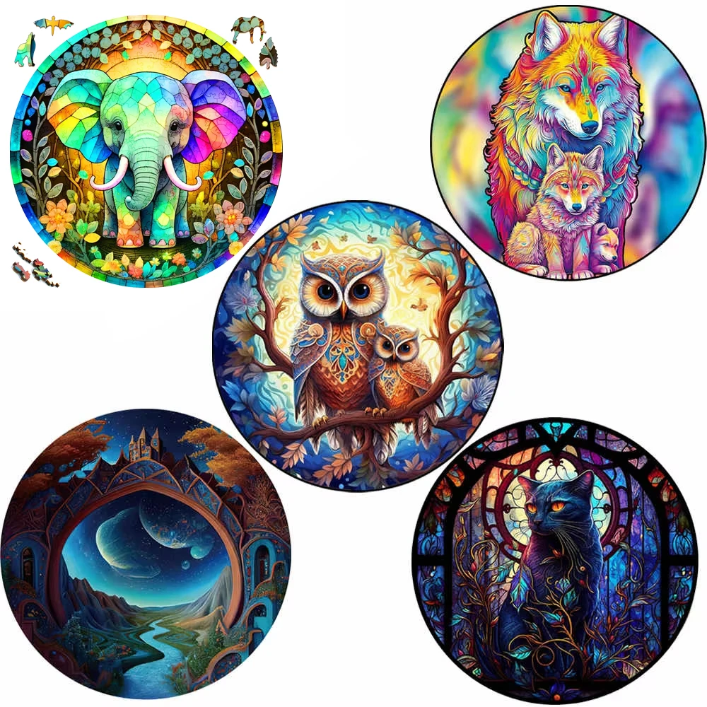 DIY Crafts Intellectual Exercise Jigsaw Wooden Toys Family Interactive Games Parent-Child Interaction Puzzle Animals Wood 3D Toy