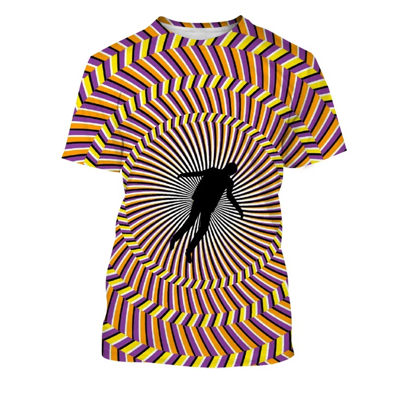 

Fashion New 3D Printing Color Hypnotic Diagram T-shirt Personalized Short Sleeve Couple Shirt Unisex Rock Punk
