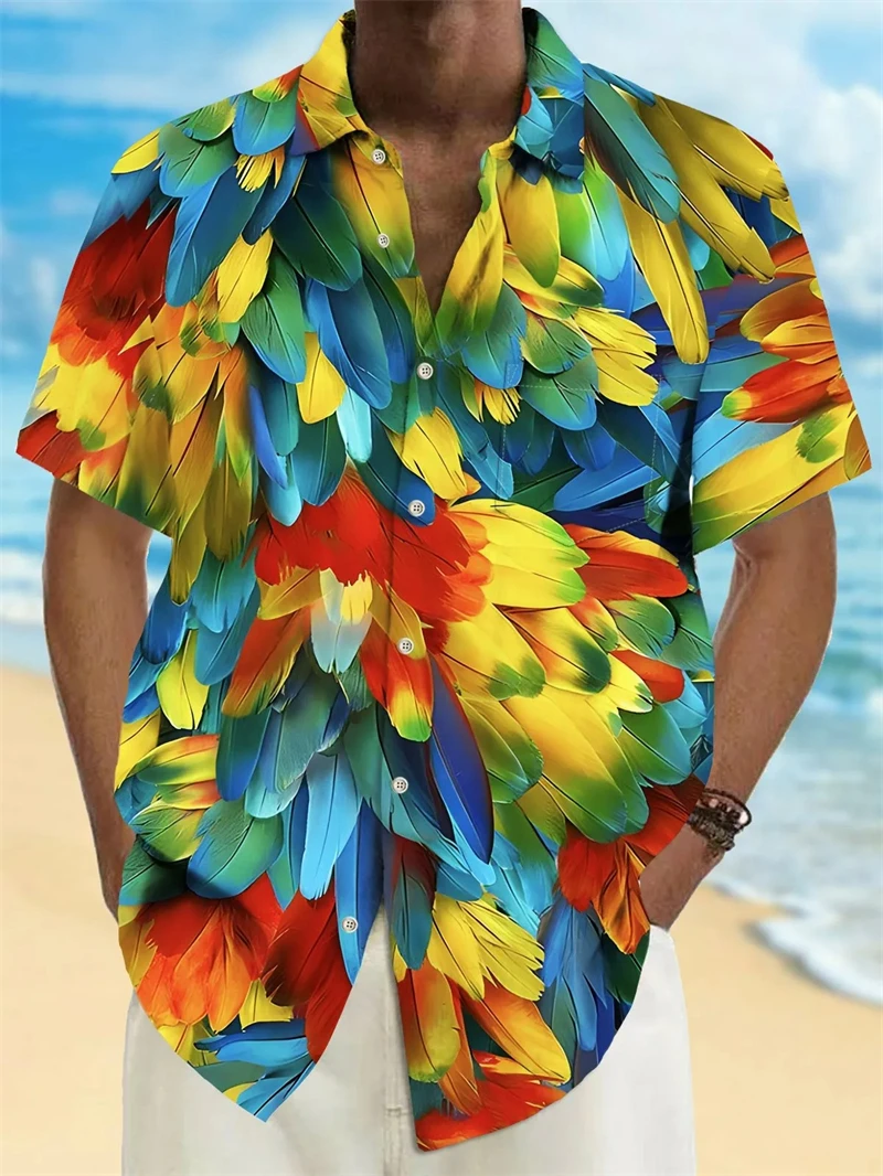 thumbnail image 1 of Camisas hawaianas de verano para hombre, camisetas de manga corta con botones coloridos y estampado 3D, camisa de playa de moda, camisa de vacaciones para uso diario, 1 of 5