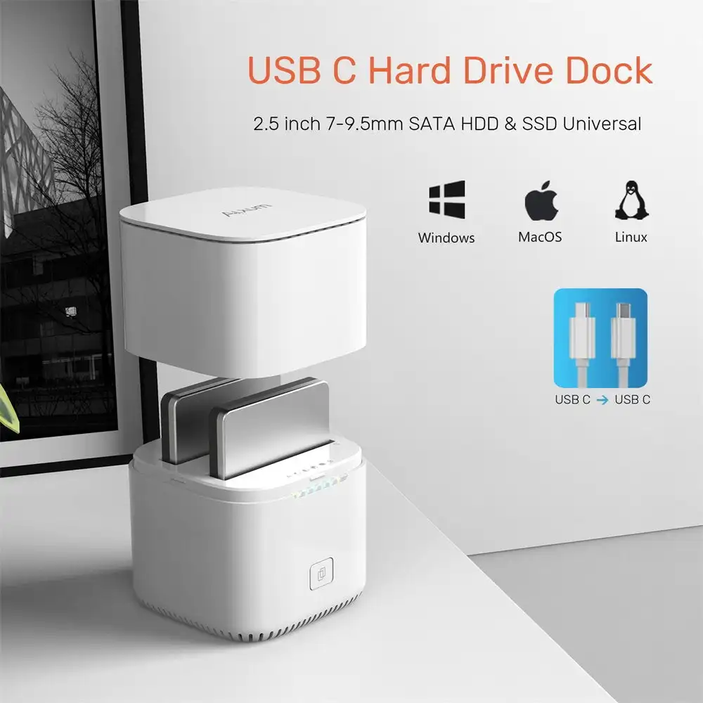 USB C 3.0 To SATA Dual-bay SSD Hard Drive Docking Station For 2.5 Inch HDD Docking Station
