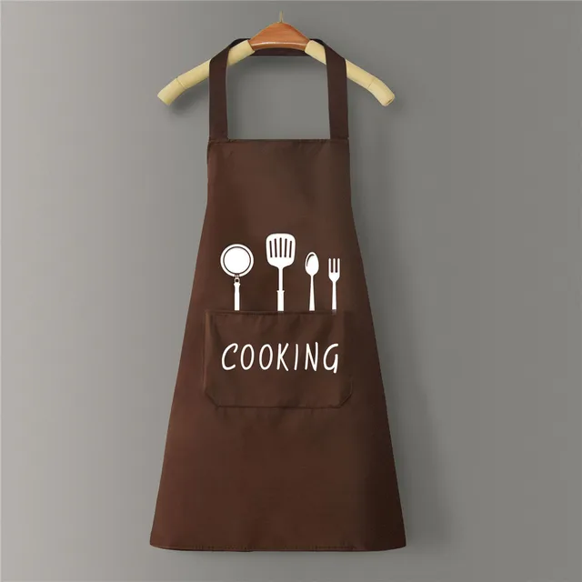 Kitchen Household Waterproof and Oil-proof Men and Women New Apron Cooking Baking Waterproof Oilproof Aprons Hand-wiping 3