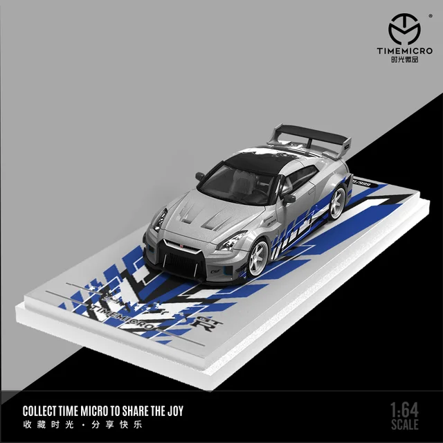 TIME MICRO 1:64 H300 And GTR35 Silver blue Painting Alloy Car