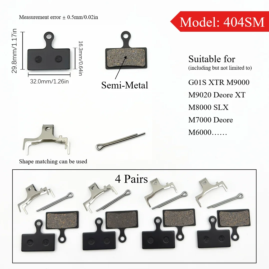 4 Paar Halbmetall-Scheibenbremsbeläge für E-Scooter, Mountainbike und Rennrad für Shimano B01S Deore Sram Level Code Guide Magura Xiaomi – Detail 8