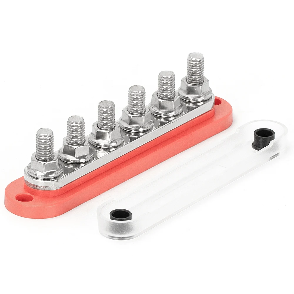 12 V Bus Bar 6x5/16 (M8) terminal Studs 12 Volt Power Verteilung Block mit  Abdeckung Batterie Bus Bar 12 V - 48V für Automotive