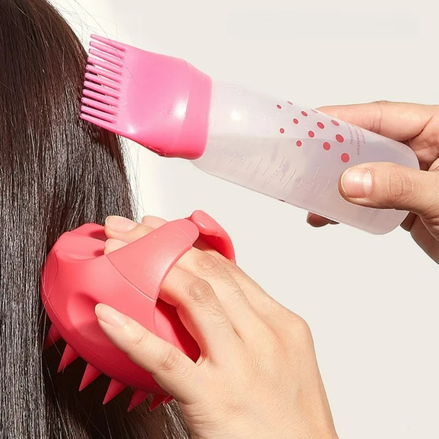 2PCS Hair Dye Applicator Bottles with Massage Brush Set 160ml Hair Oil Spray Bottle for Hair Dyeing Hairdressing Coloring Tools