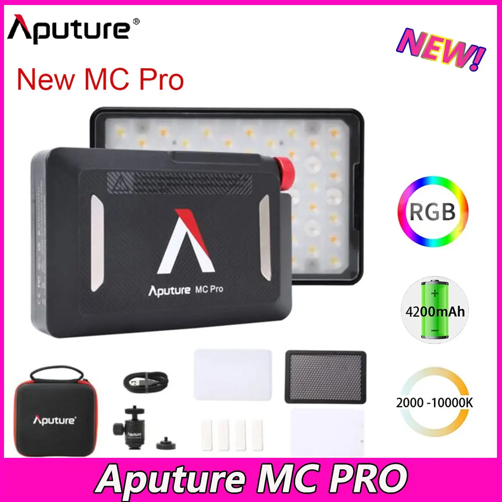 

Aputure MC Pro RGB LED Video Light 2000K-10000K Attraction Diffuser Photography Lighting for Vlog Photo Studio Waterproof IP65