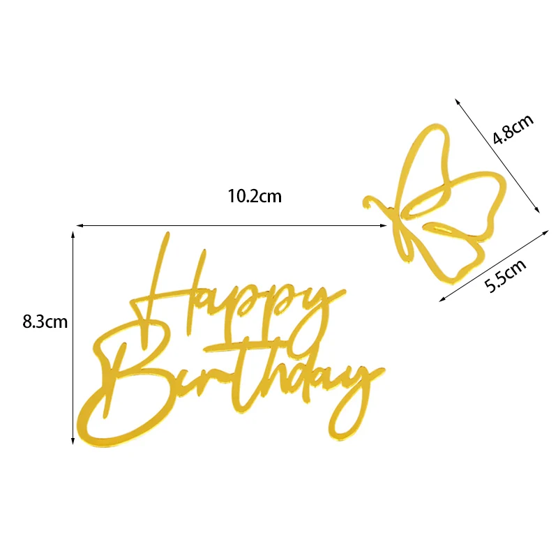 Goldene Acryl alles Gute zum Geburtstag Kuchen Topper Erwachsene Kinder Geburtstag Kuchen Dekoration Baby Dusche DIY Dessert Kuchen Einsatz Multi Stile – Detail 1