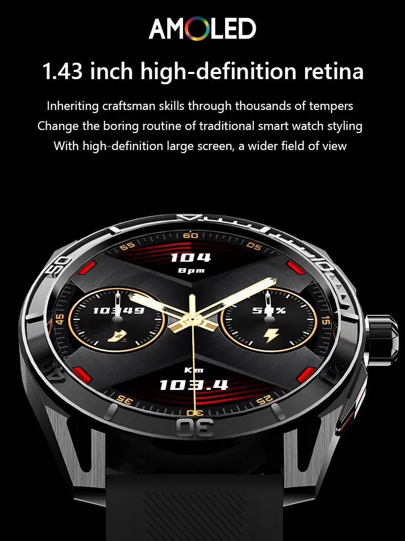 HD30 AMOLED  Ʈ ġ, 1.43 ġ  ũ, 100  ̻   ð,  ȭ, IP68  Ʈ ġ