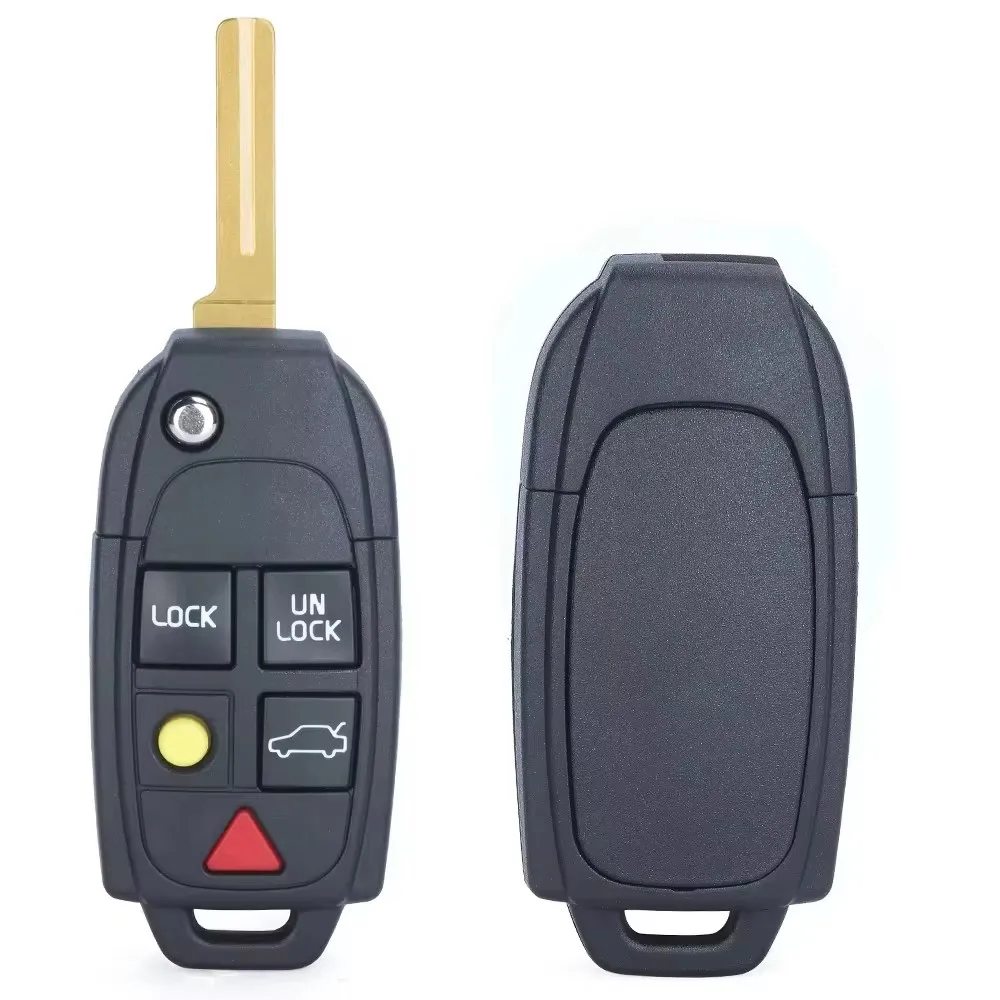 Car Remote Key Car Key Key Shell Key Case Car Key Shell 5 Buttons Car Flip Remote Key Fob for Volvo XC70 XC90 S60 S70 S80 V70 2004-2015