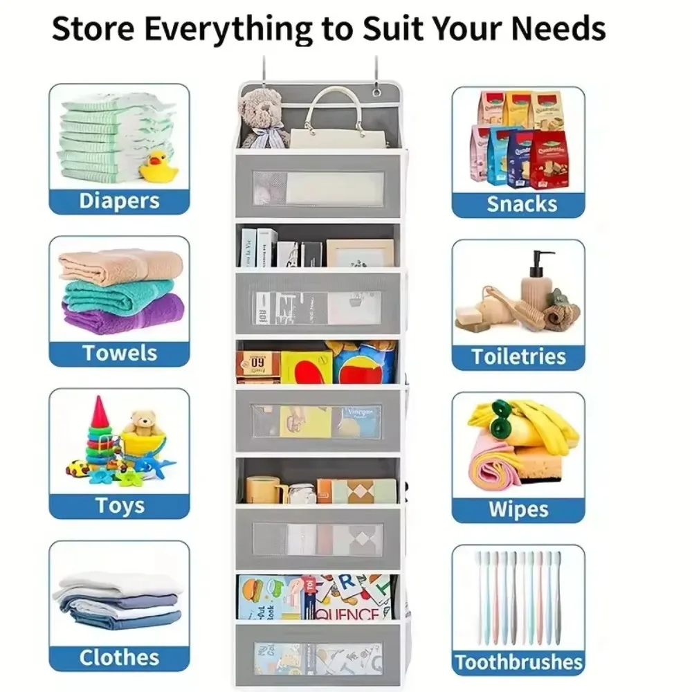 4-Shelf Hanging Storage Organizer - Behind Door, Anti-Tilt, 2/4 Large Capacity Pockets, Suitable for Bedroom, Bathroom, Kitchen 3
