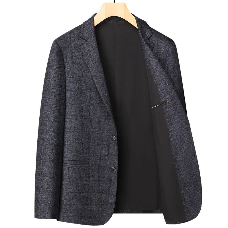 

2023 Autumn New Fashion Handsome Trend Slim-fit British Style Banquet Nylon Knit Autumn/winter Stretch Men's Single West Coat