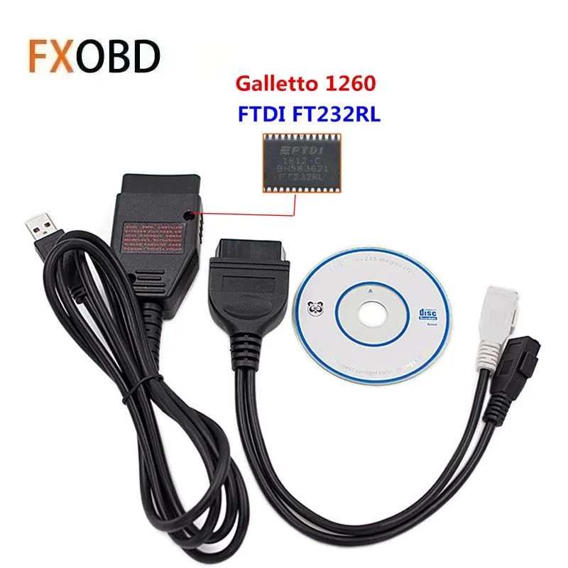 Программатор ECU Galletto 1260 FTDI FT232RQ RL EOBD, устройство для чтения, записи, проблесковки ECU, для нескольких автомобилей, диагностический инструмент OBD2 для VW AUDI