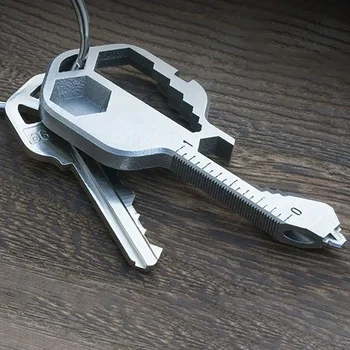 Multiutensile | Strumento tascabile originale a forma di chiave | Gadget multiuso portachiavi in acciaio inossidabile | 16+ Strumenti | Multiutensile sicuro TSA
