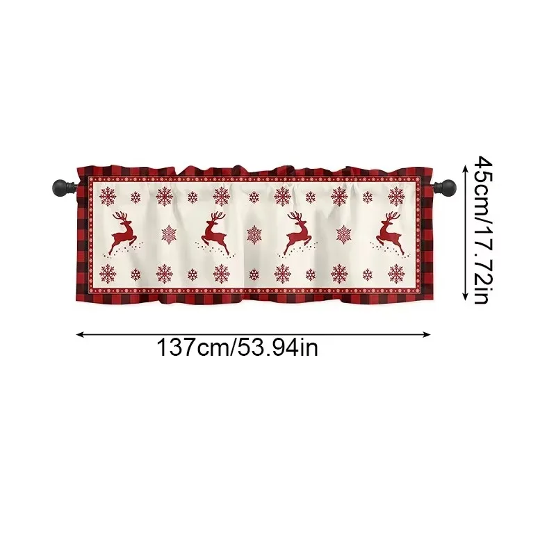 Christmas Decoration Buffalo Plaid Short Curtain Farmhouse Plaid Kitchen Small Curtain, Bufaro Plaid Half-Window Cafe Curtain 2