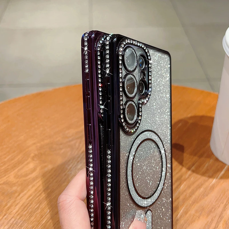 Luxury Gradient Glitter Plating Phone Case - Bling Magnetic Back Soft Cover