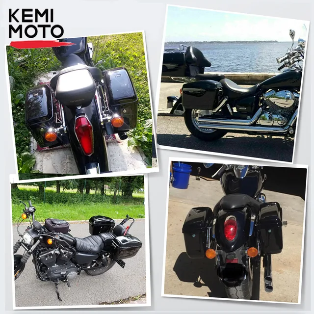 KEMIMOTO Motorcycle Hard Saddlebags Universal for Dyna V Rod for Honda Shadow for Vstar 650 for