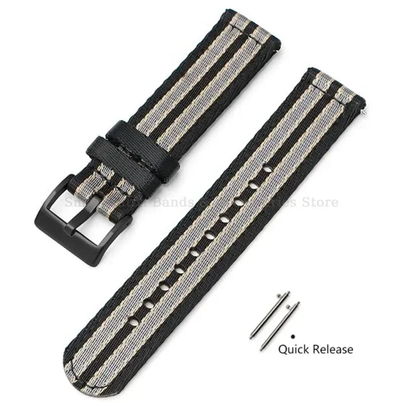 Premium Woven Nylon Watch Band with Quick Release and Stainless Steel Buckle