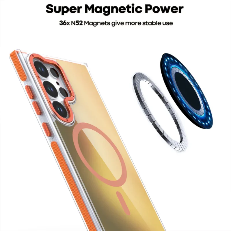 Enhanced Metal Lens MagSafe Phone Case with Wireless Charging and Discolour Cover