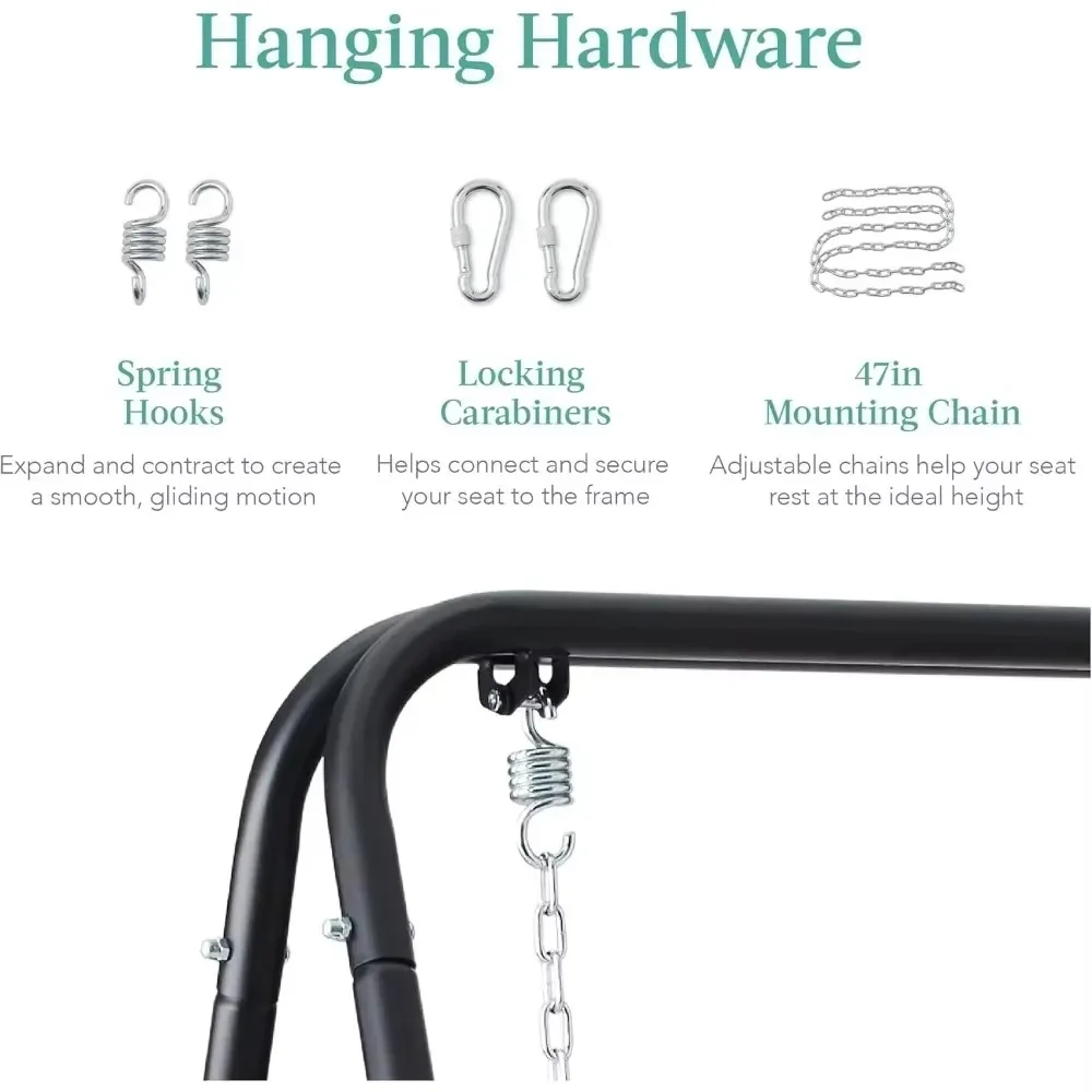 Hammock Chair Stand, 75in Tall Heavy Duty Indoor Outdoor Steel Hanging Base w/Hardware -Stand Only 5