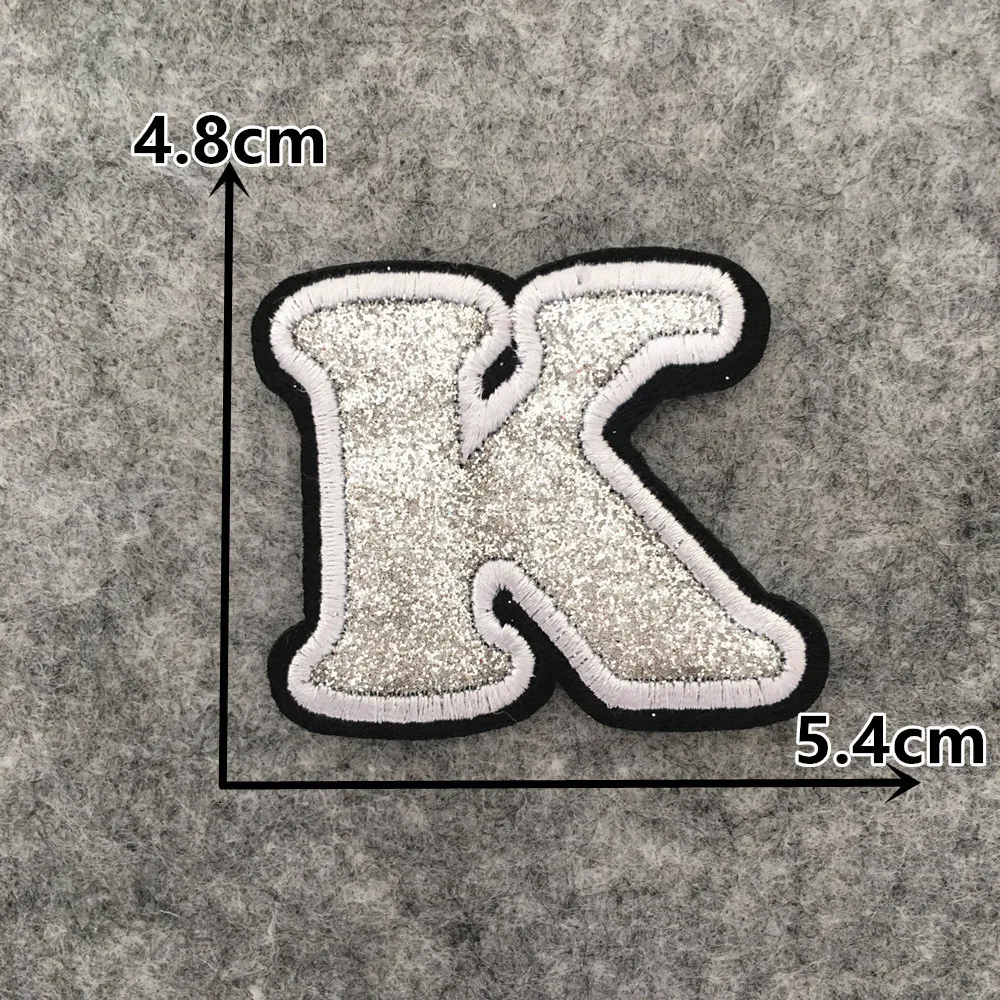 English Silver Letters Embroidery Iron-On Patches - Hot-Melt Adhesive DIY Clothing Embellishments (Set of 26)