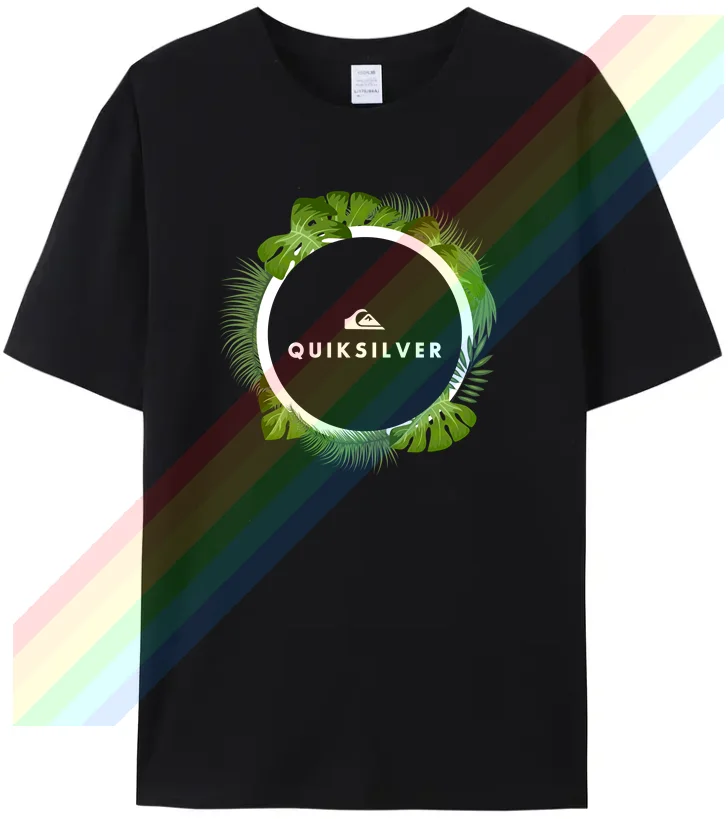 

Quik rip Wove curl A Circle With Grass Men Amazing quality Summer volcom Cotton Black Tees Male Newest Top Popular casual Tee