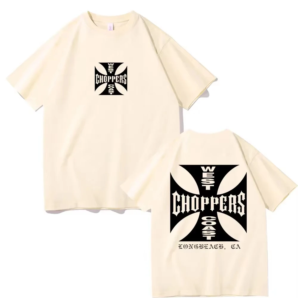 West Coast Choppers Cross Frame Print Tshirt Male Hip Hop Streetwear Oversized T-shirts Fashion Tees Men's Fleece Short Sleeve 3