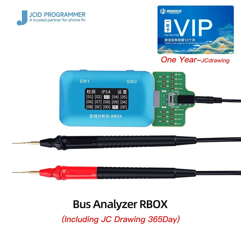 

JC JCID RBOX Bus Analyzer for iPhone, Android, Quick Positioning Motherboard Signal, Partial Fault Detection, Repair Tools