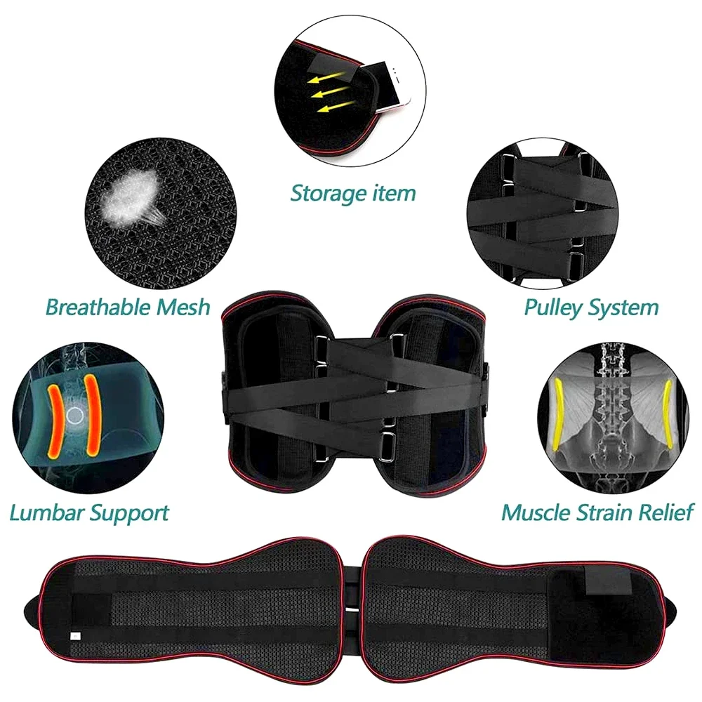 Lower Back Brace Pain Relief Lumbar Support Belt Adjustable Waist Strap for Sciatica Spinal Stenosis Scoliosis or Herniated Disc