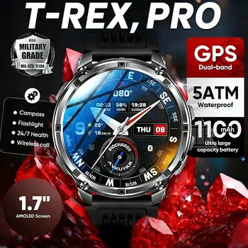 2026 New T-Rex3 Pro 1100mAh Battery Smart Watch GPS path 5ATM Waterproof Sports Run tracker Outdoors Compass Military Smartwatch 1