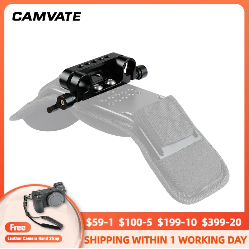 CAMVATE 15mm Aluminum Alloy Standard Dual Rod Clamp With 1/4"-20 Screw For DSLR Camera Shoulder Pad Rig Support System | Электроника