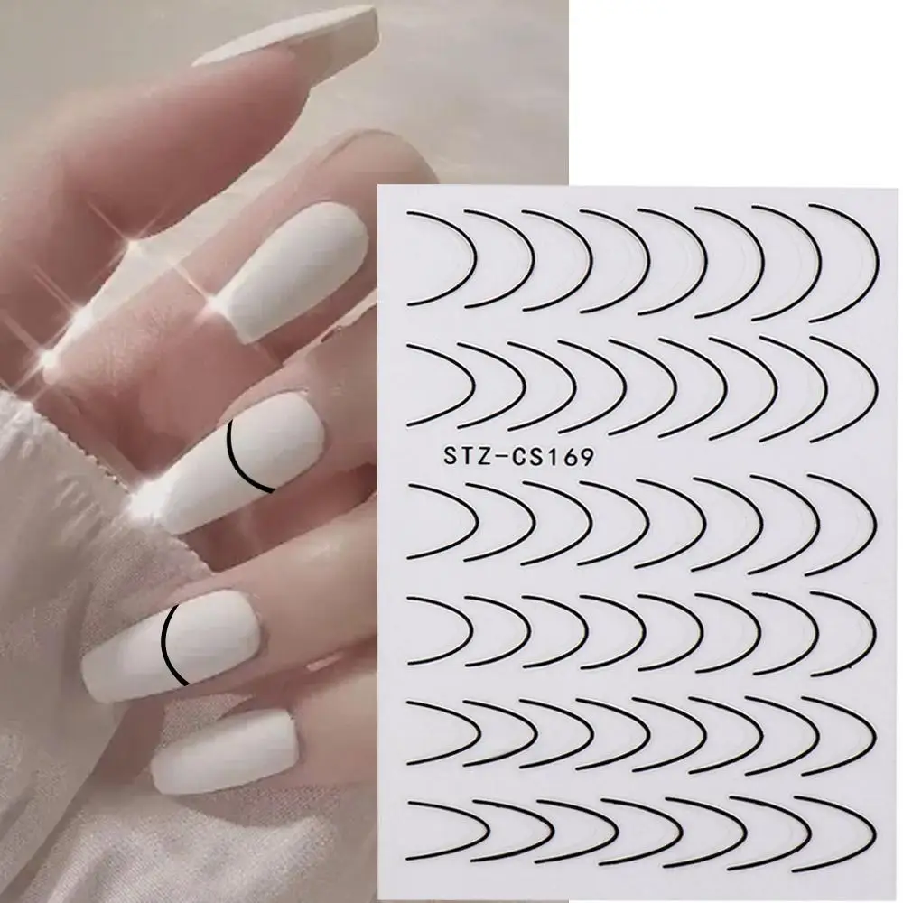 Pattern French Style Self Adhesive Nails Art Sliders Manicure Stripe Nails Decals 3D Lines Nail Sticker Nail Art Decoration 5
