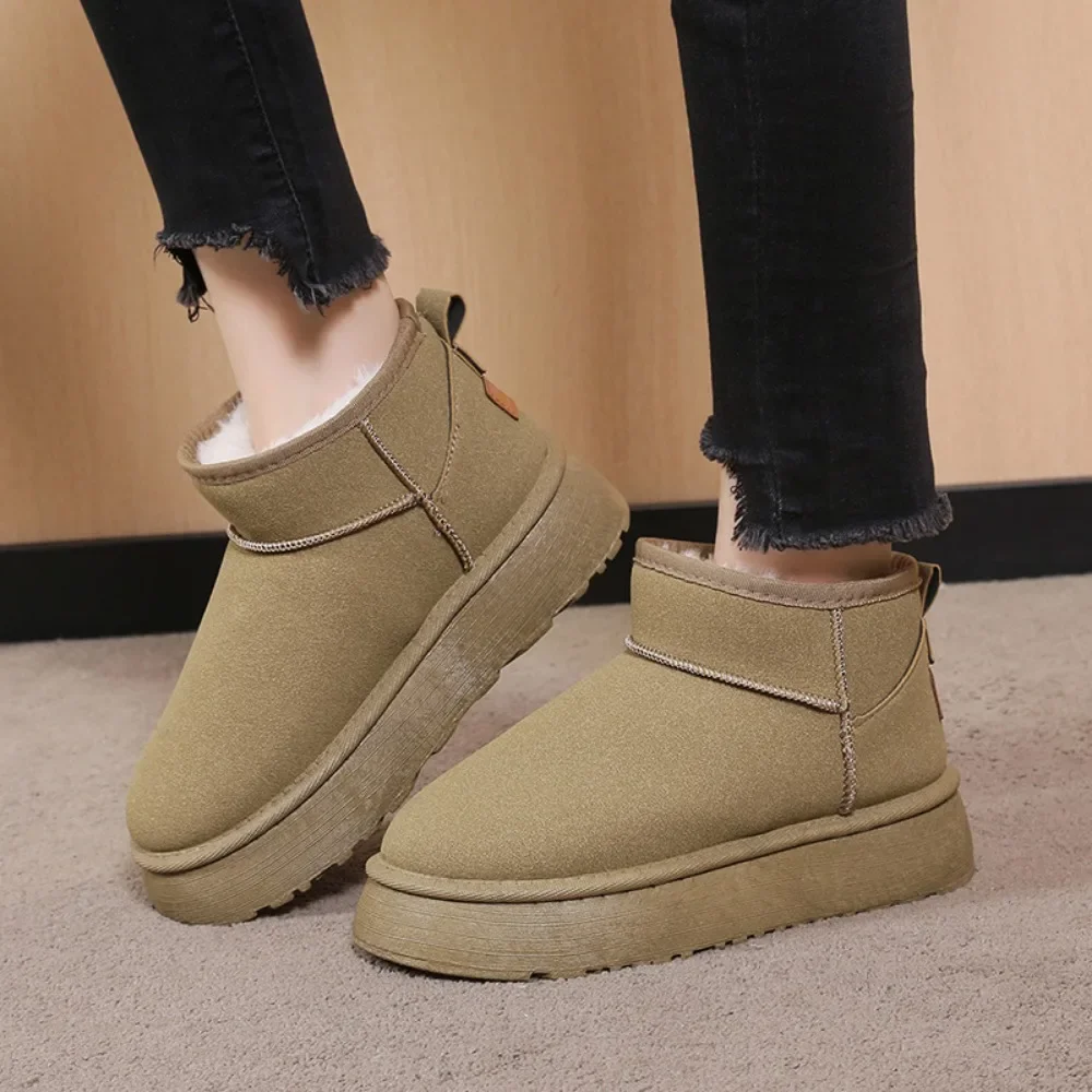 2023 Winter Snow Boots Women's Thick Sole Fur Integrated Short Boots with Plush and Thickened Anti slip and Warm Cotton Shoes