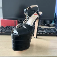Brand Sexy Rivet 16cm High Heel Sandals Platform Party Wedding Ball T-stage Women Shoes High Quality Large 43summer Female Shoes - Image 4