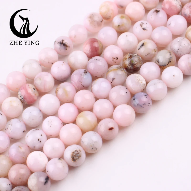 Natural Stone Pink Opal Chalcedony Loose Beads Round Beads For