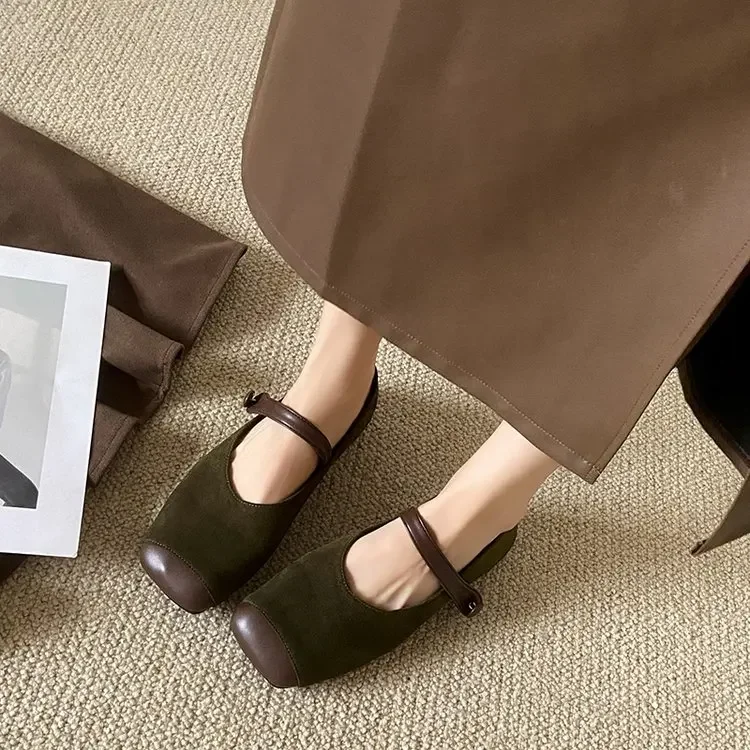 

Женские бархатные туфли на плоской подошве, с квадратным носком