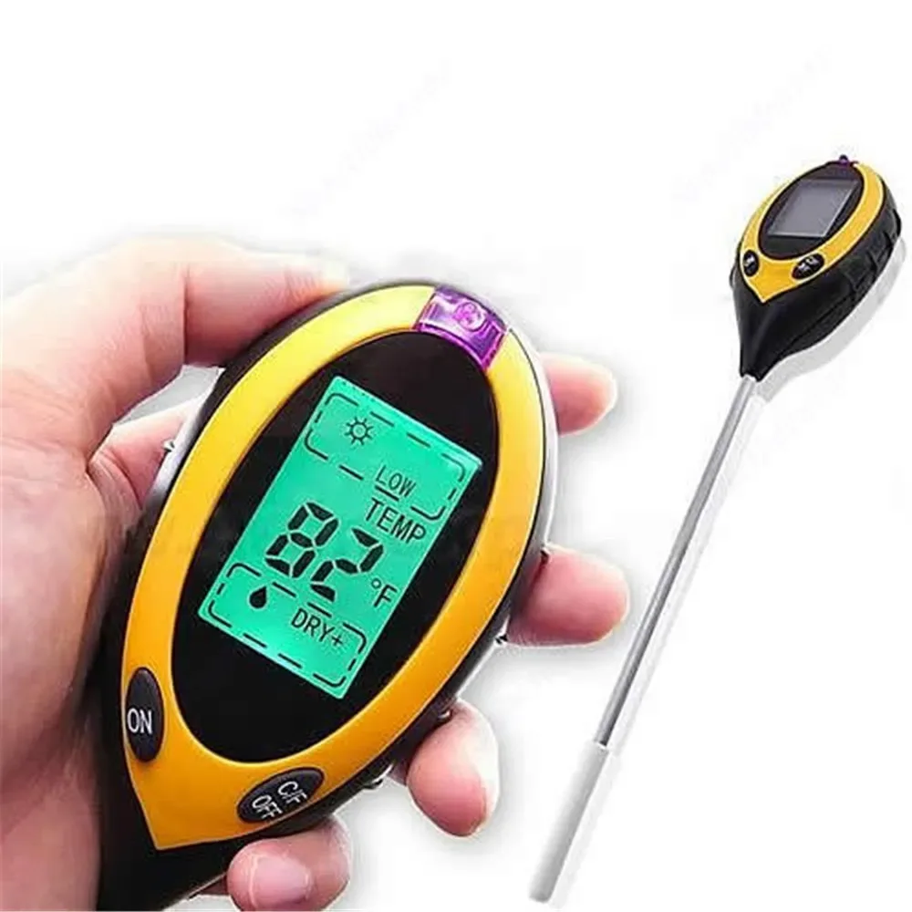 4 in 1 Soil Humidometer Home Gardening Measuring Tool PH Meter Tester Temperature Sunlight Intensity Analysis Soil Acidity Test soil moisture sensor soil tester soil moisture meter