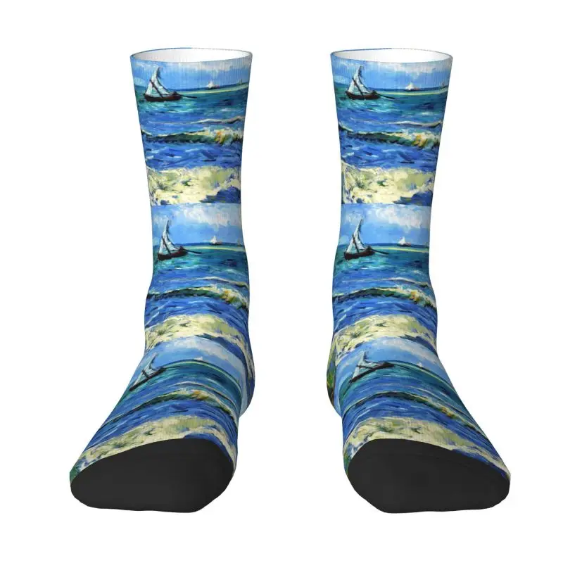 

Cute Seascape Near Les Saintes-Maries-de-la-Mer Socks Men Women Warm 3D Printing Van Gogh Sports Basketball Socks