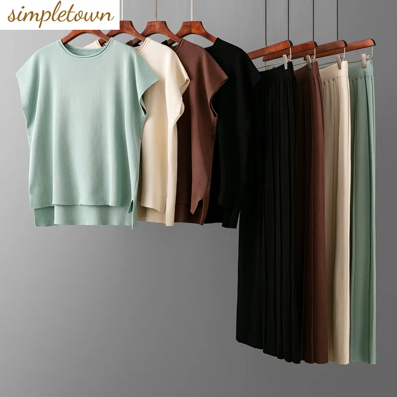

Summer New Elastic Tank Top Casual Wide Leg Pants Two Piece Elegant Women's Pants Set Korean Style Office Outfits