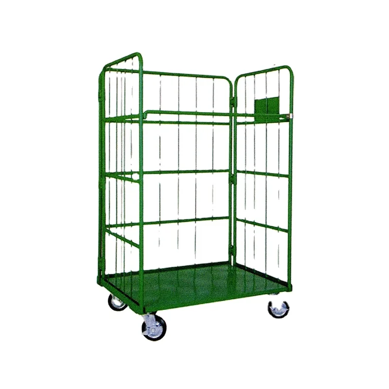 Chariot de manipulation logistique, entrepôt, Cage à roulettes logistique pliable, chariot à roulettes en treillis métallique industriel