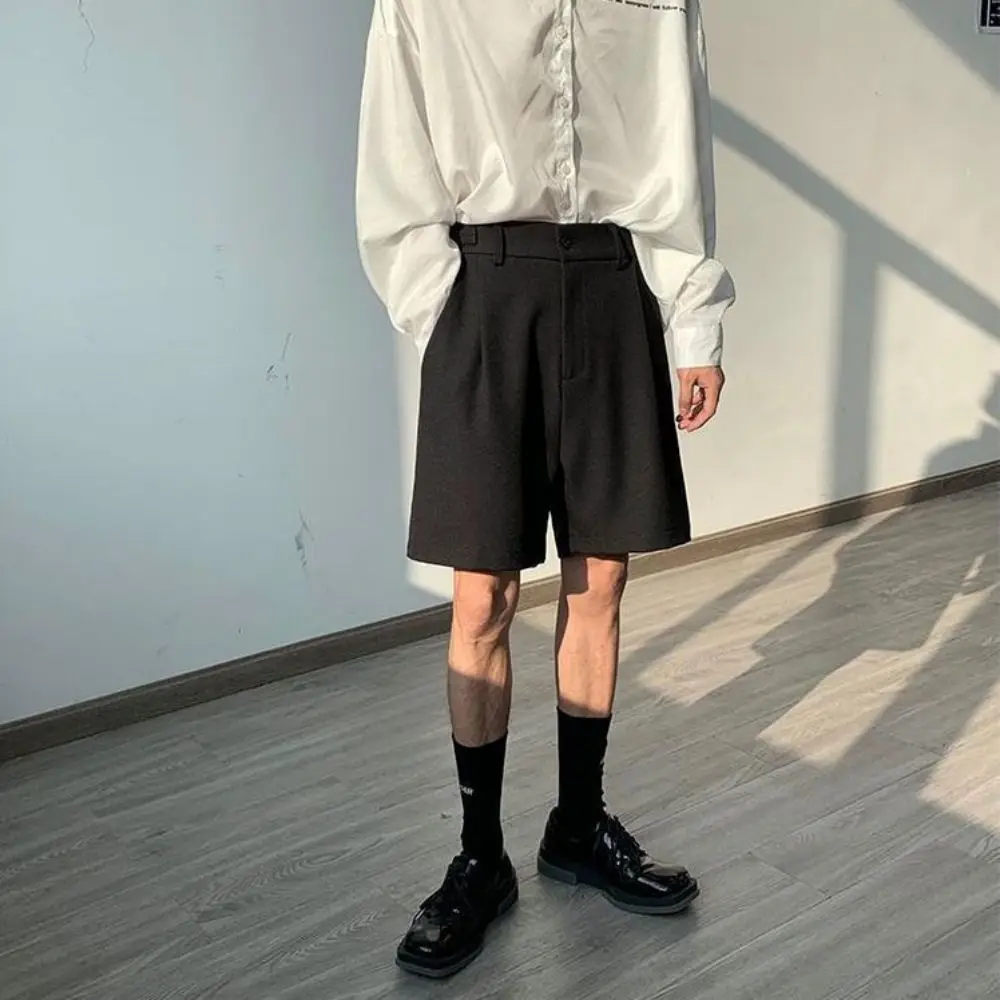 Fashion Casual Shorts Men Summer Korean Chic Wide Leg Trousers Male Knee-length Sashes Draped Loose Retro Popular High Street 4