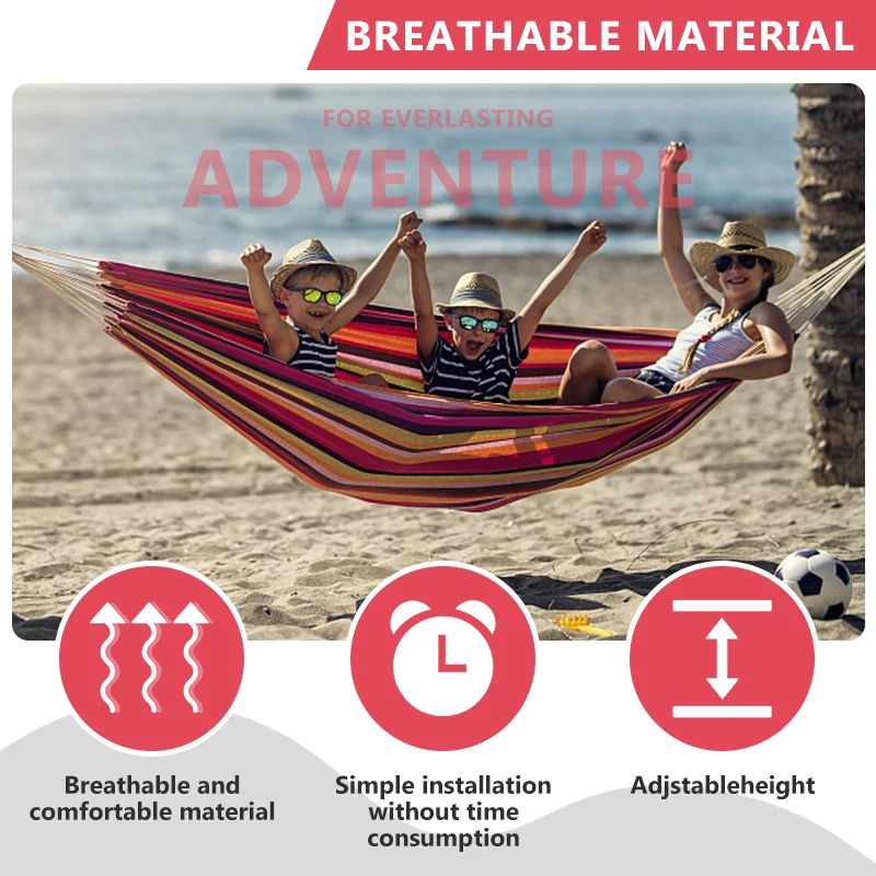 Outdoor Canvas Camping Hammock 2 People Bend Wood Stick Steady Garden Park Swing Hanging Chair 250*150cm camping hammock double hammock hammock swing chair outdoor hammock swing