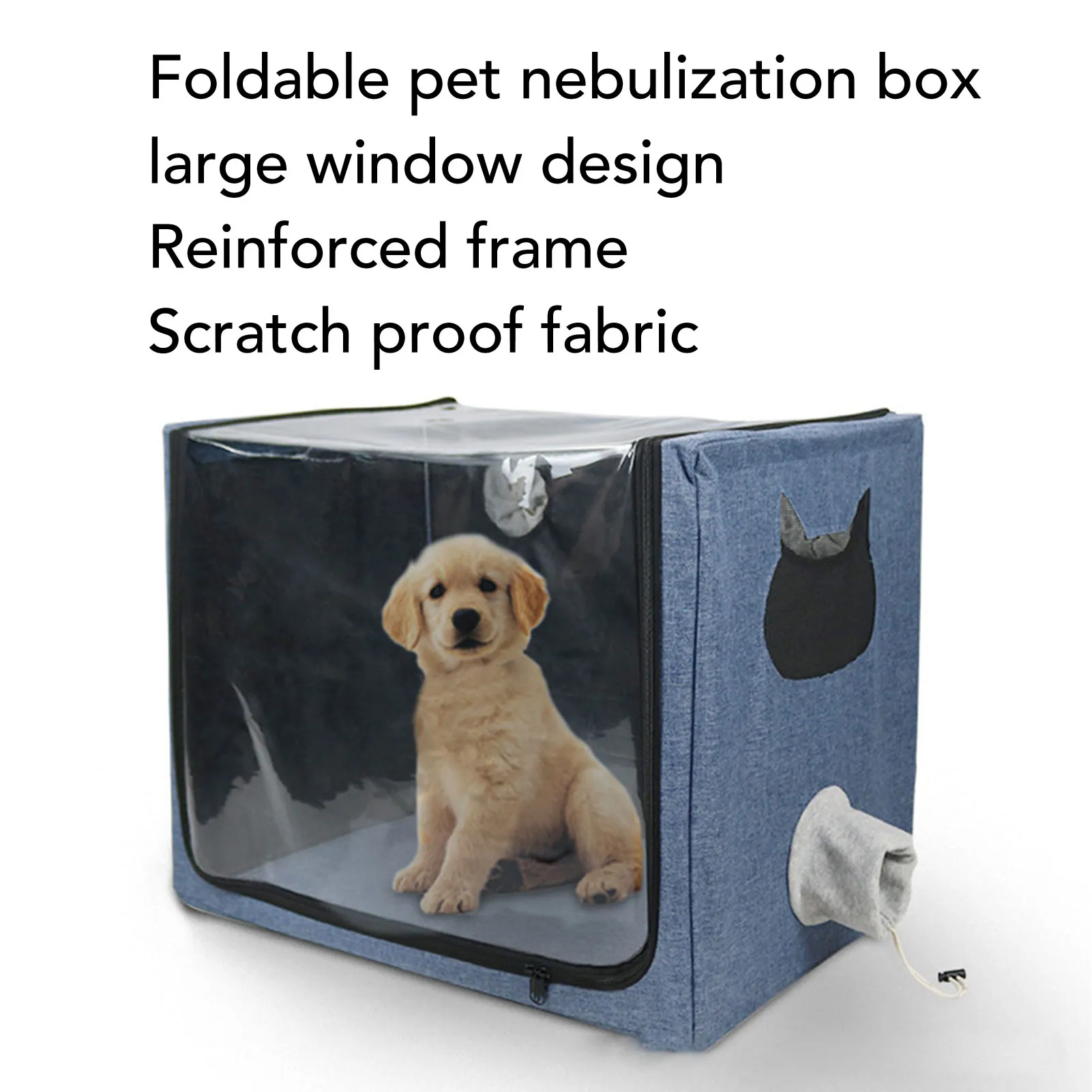 Pet Atomization Cage Pet Foldable Spacious Dual Holes Cat Dog Oxygen Chamber Inhalation Box for Home Hospital