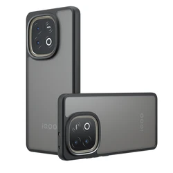 Sleek Matte Transparent Phone Case with Durable Back Cover (Black)