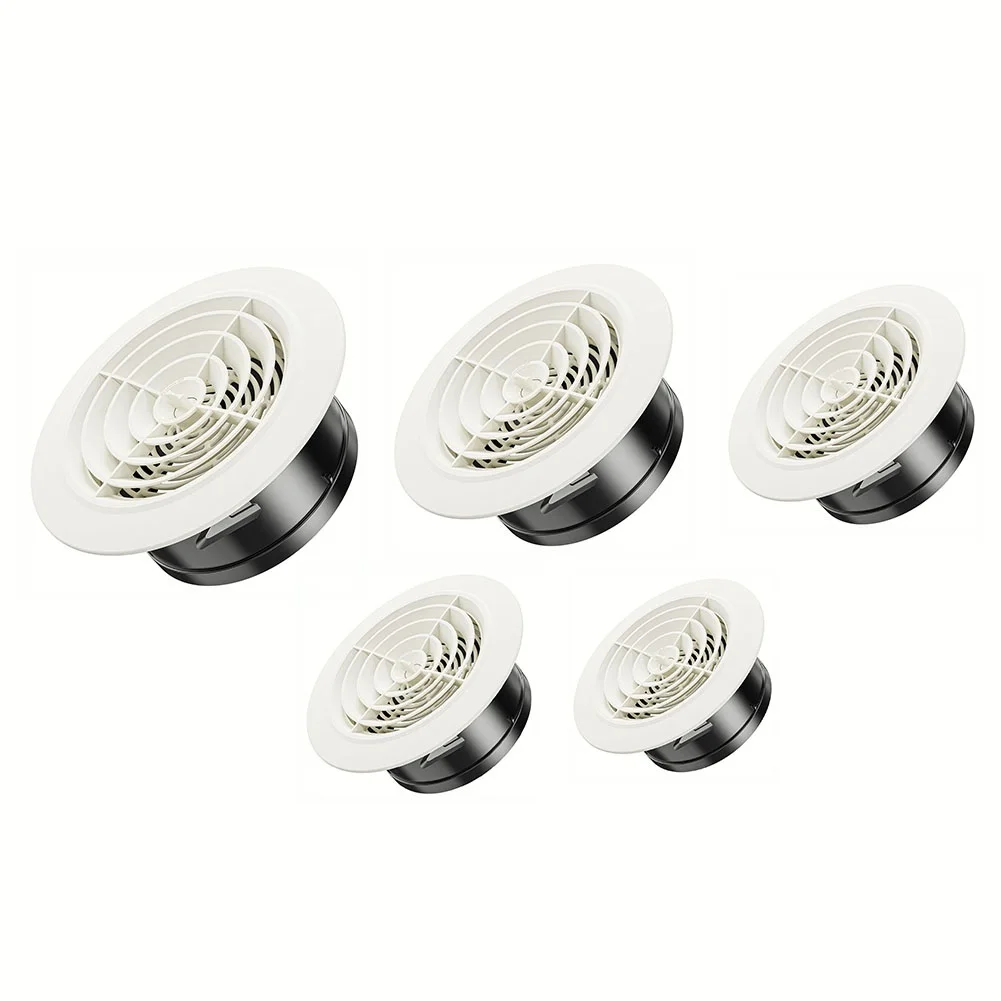 75-200mm Round Adjustable Wall Air Vent Grille ABS Bathroom Office Room