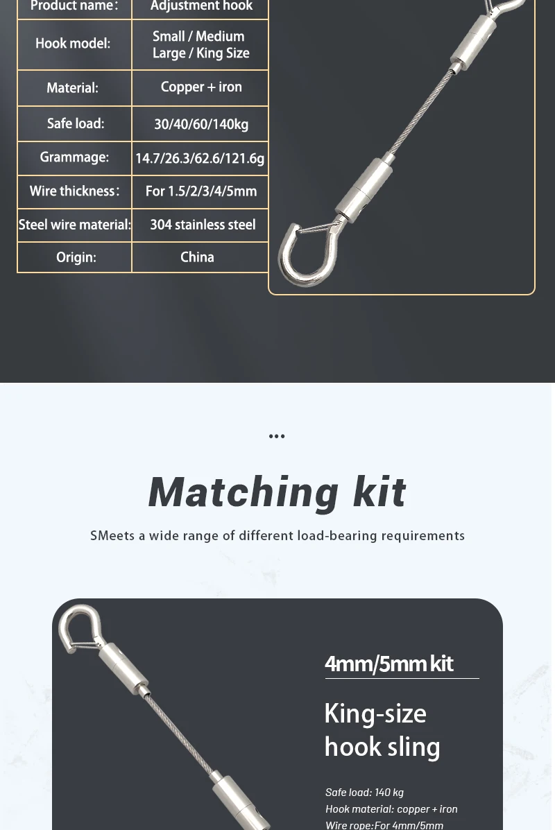 Verstellbarer multifunktion aler Feder haken tragbares Zelt Markisen zubehör Zubehör abnehmbar für 1.5/2/3/4/5mm Drahtseil Takelage – Detail 6
